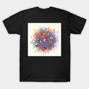 Psychedelic looking abstract illustration of paper clips T-Shirt